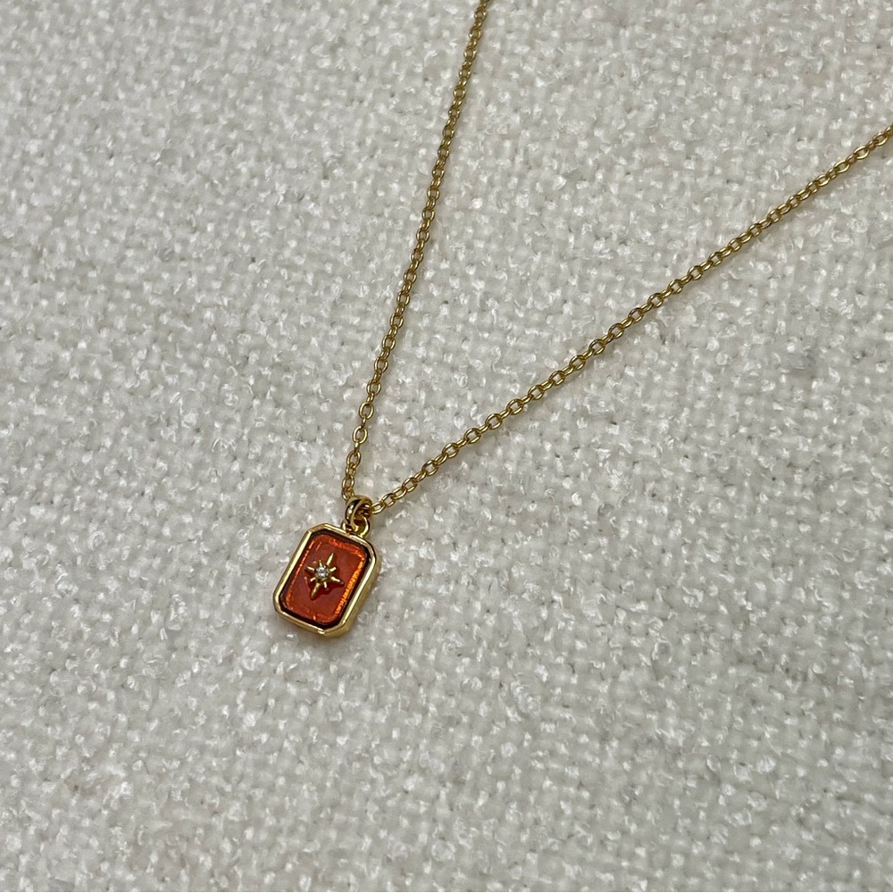 Caitlyn Minimalist 14K Gold Plated Sterling Silver North Star Garnet Necklace